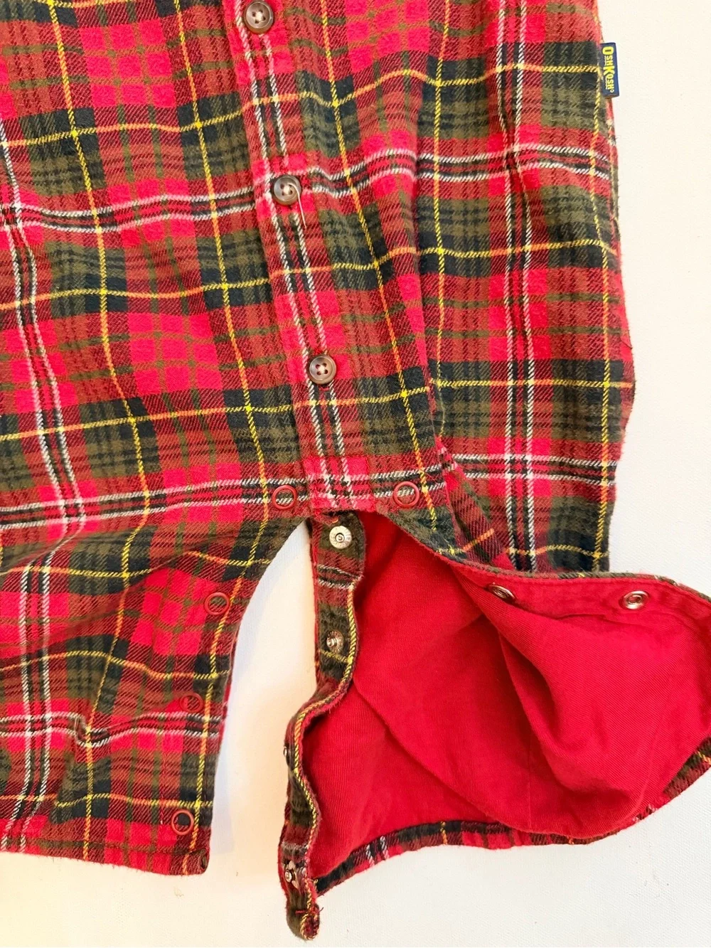 Oshkosh red plaid flannel one piece jumpsuit